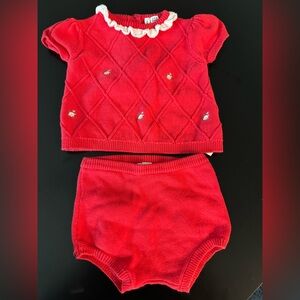Janie and Jack Red Knit Diaper Cover Set
